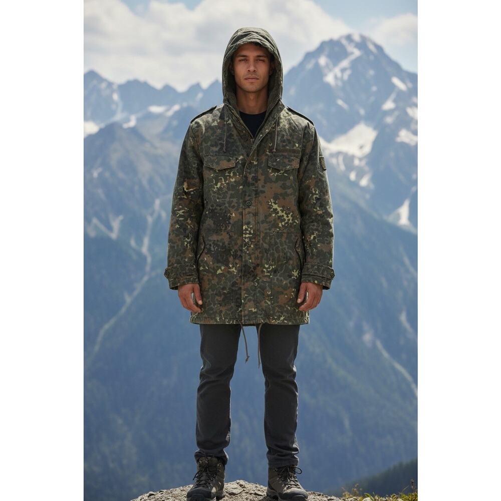 Brandit Men's Military Jacket Army Green faux fur lining Size M